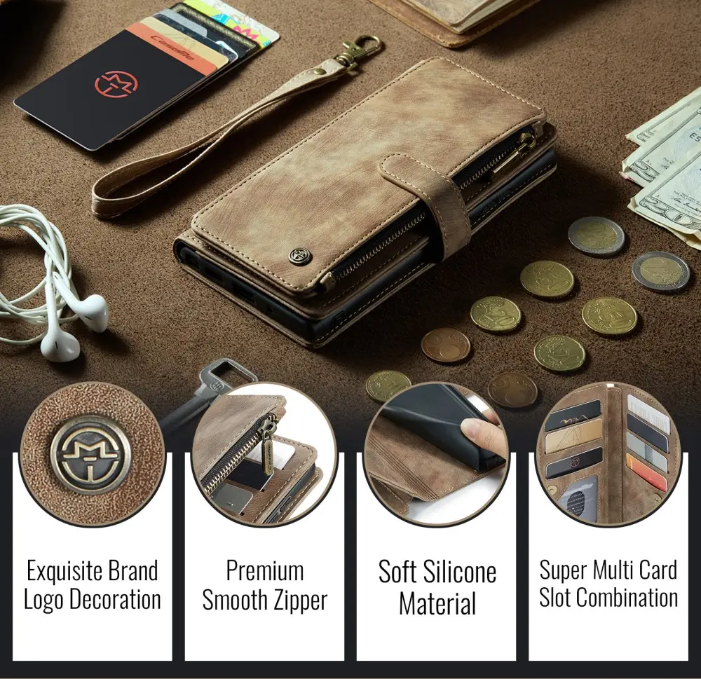 CaseMe C30 Samsung Galaxy S25 Edge Hoesje Pasjeshouder Book Case Bruin afbeelding 7