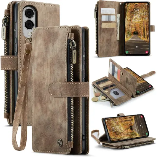 CaseMe C30 Samsung Galaxy S25 Edge Hoesje Pasjeshouder Book Case Bruin afbeelding 2