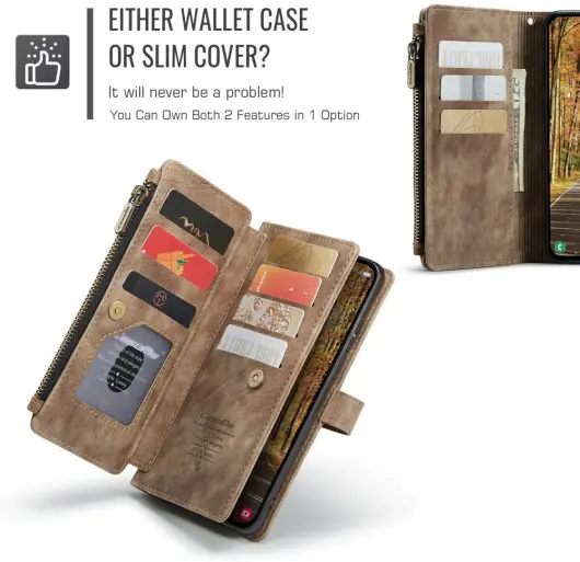 CaseMe C30 Samsung Galaxy S25 Edge Hoesje Pasjeshouder Book Case Bruin afbeelding 4