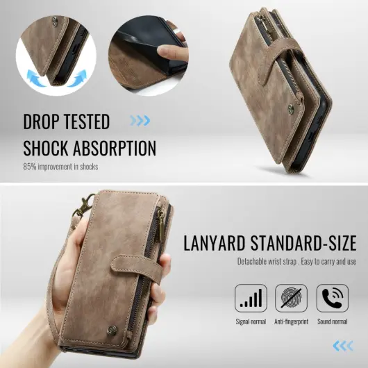 CaseMe C30 Samsung Galaxy S25 Edge Hoesje Pasjeshouder Book Case Bruin afbeelding 9
