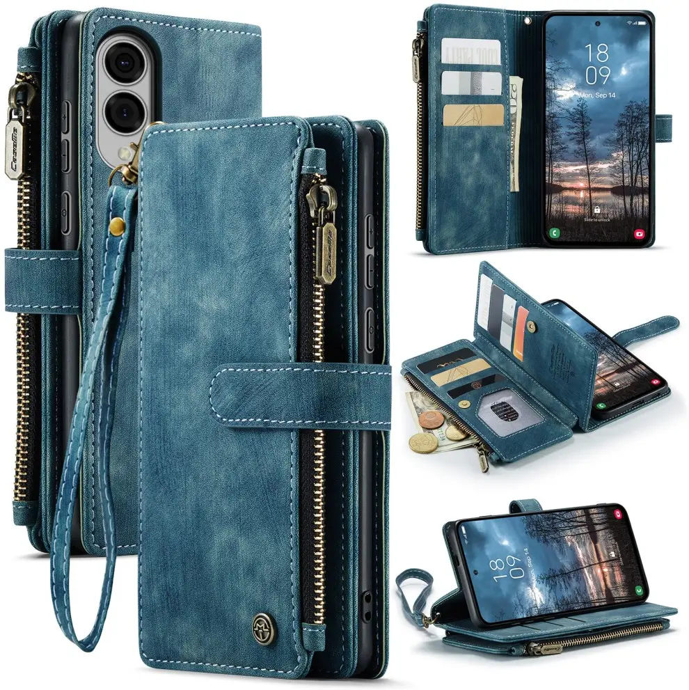CaseMe C30 Samsung Galaxy S25 Edge Hoesje Pasjeshouder Book Case Blauw afbeelding 2