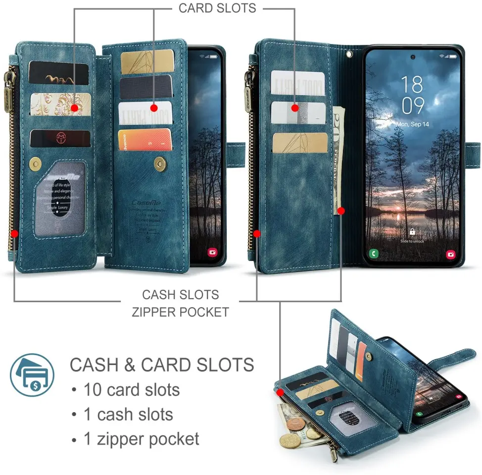 CaseMe C30 Samsung Galaxy S25 Edge Hoesje Pasjeshouder Book Case Blauw afbeelding 3
