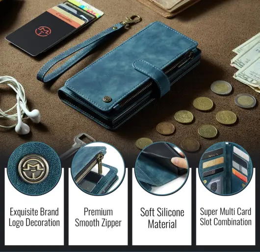 CaseMe C30 Samsung Galaxy S25 Edge Hoesje Pasjeshouder Book Case Blauw afbeelding 7