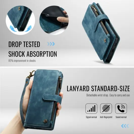 CaseMe C30 Samsung Galaxy S25 Edge Hoesje Pasjeshouder Book Case Blauw afbeelding 9