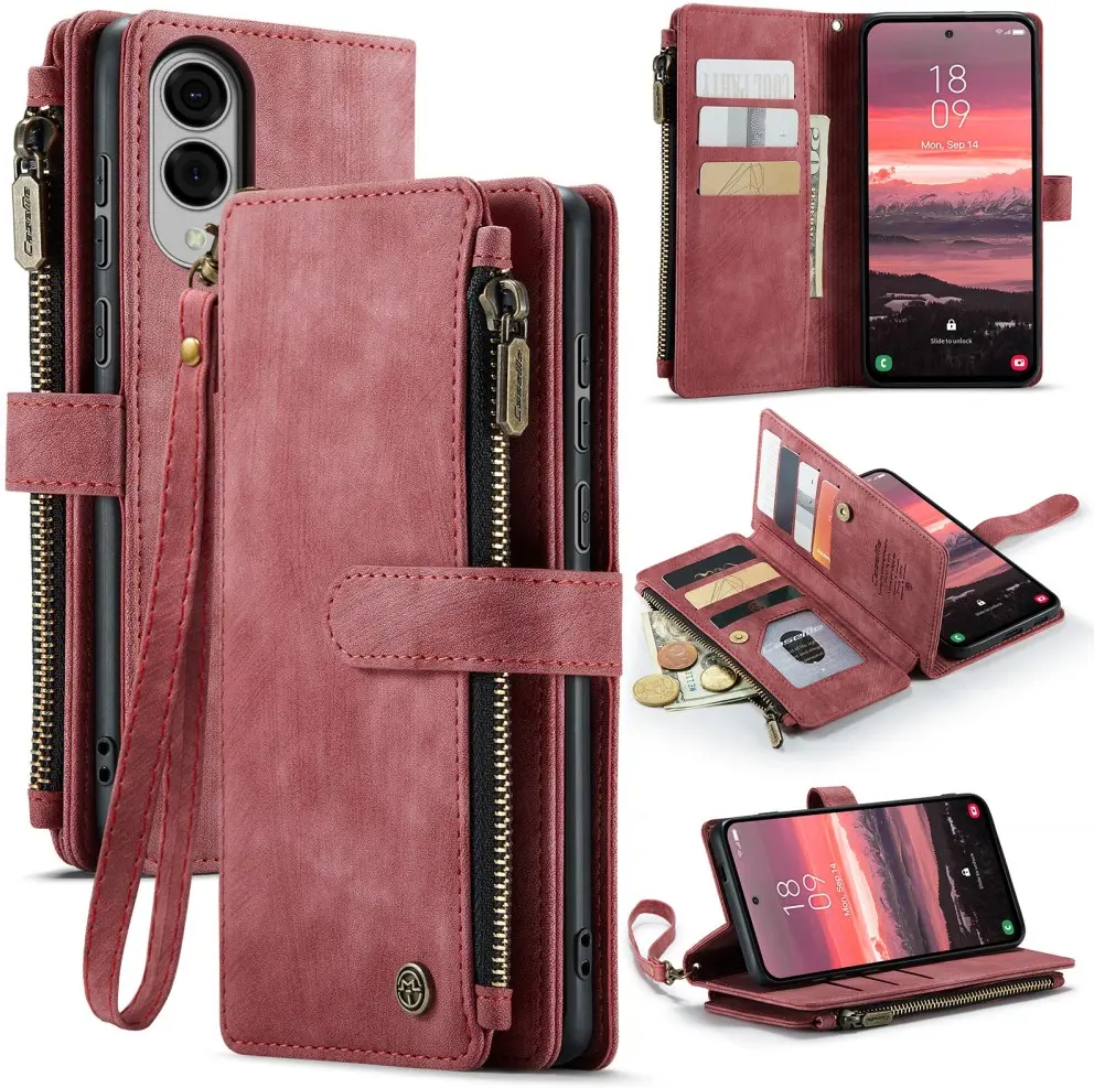 CaseMe C30 Samsung Galaxy S25 Edge Hoesje Pasjeshouder Book Case Rood afbeelding 2