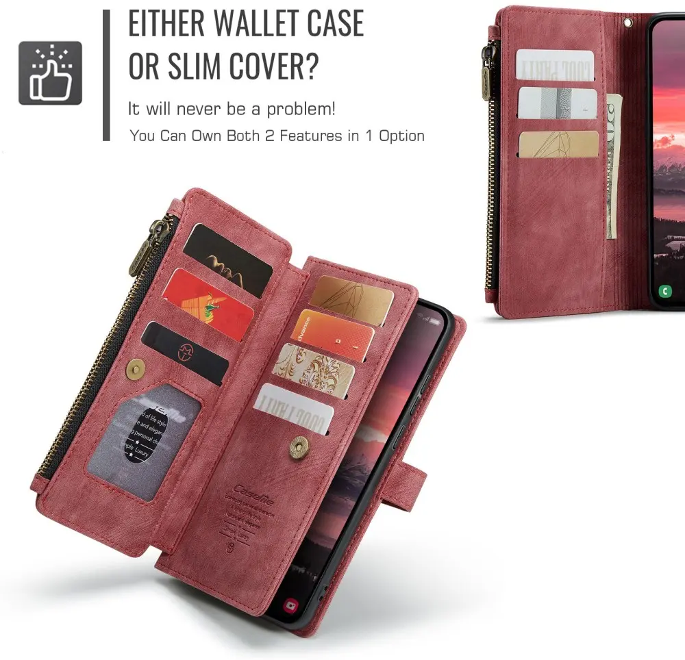 CaseMe C30 Samsung Galaxy S25 Edge Hoesje Pasjeshouder Book Case Rood afbeelding 4
