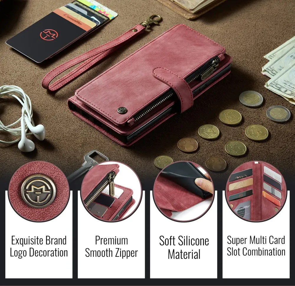 CaseMe C30 Samsung Galaxy S25 Edge Hoesje Pasjeshouder Book Case Rood afbeelding 7