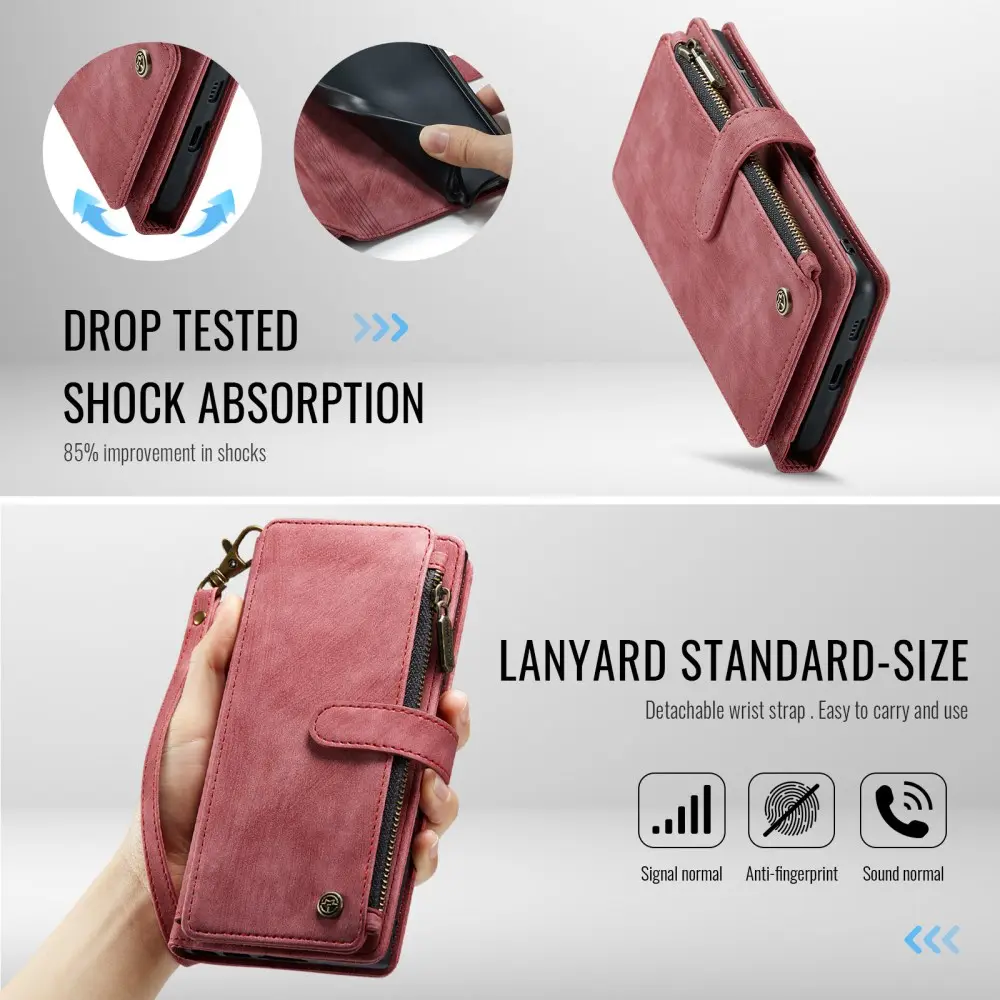 CaseMe C30 Samsung Galaxy S25 Edge Hoesje Pasjeshouder Book Case Rood afbeelding 9