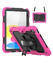 Apple iPad 11 (2025) / 10.9 (2022) Hoes met Screen Protector en Handriem Roze afbeelding