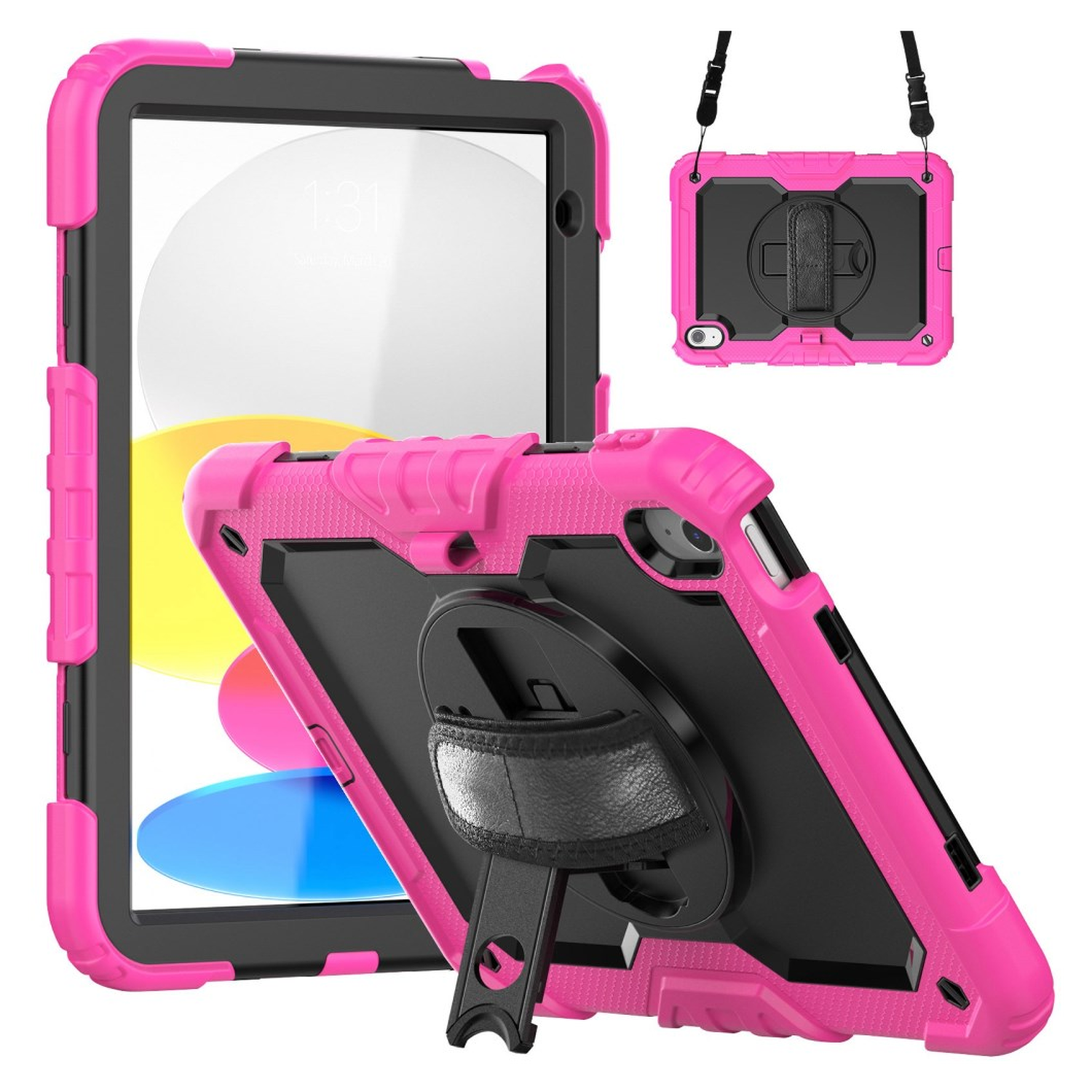 Apple iPad 11 (2025) / 10.9 (2022) Hoes met Screen Protector en Handriem Roze afbeelding 1