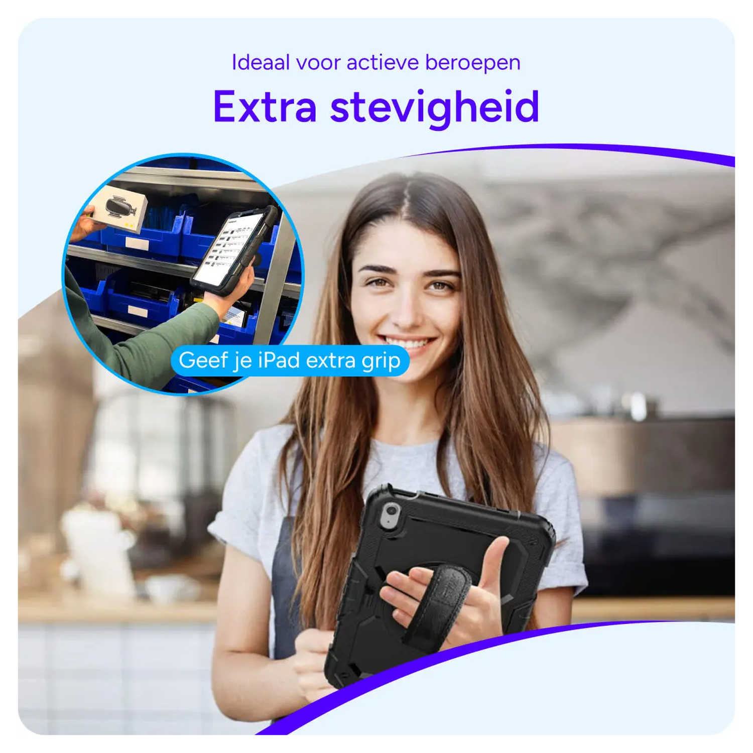 Apple iPad 11 (2025) / 10.9 (2022) Hoes met Screen Protector en Handriem Roze afbeelding 7