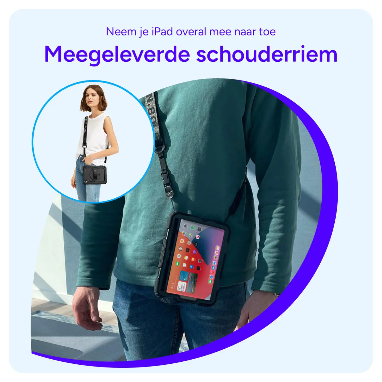 Apple iPad 11 (2025) / 10.9 (2022) Hoes met Screen Protector en Handriem Roze afbeelding 8