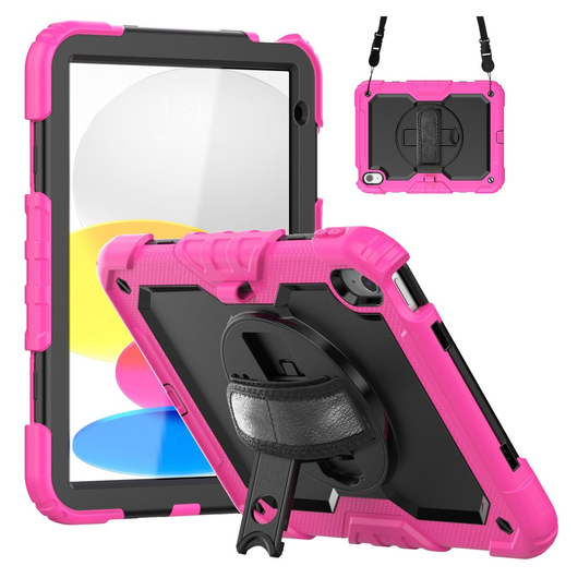 Apple iPad 11 (2025) / 10.9 (2022) Hoes met Screen Protector en Handriem Roze afbeelding 1