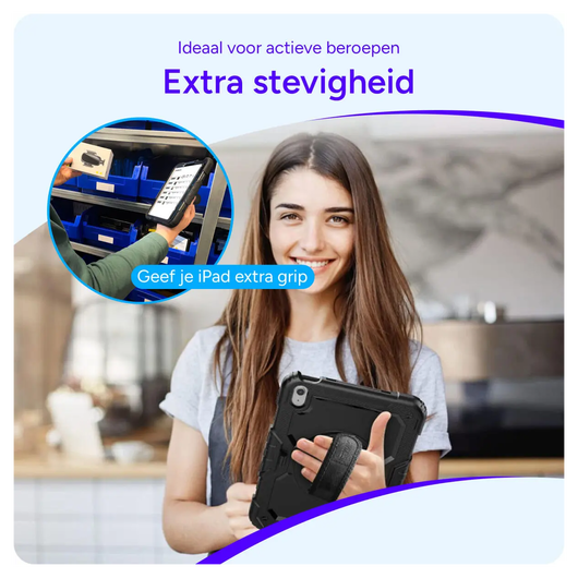 Apple iPad 11 (2025) / 10.9 (2022) Hoes met Screen Protector en Handriem Roze afbeelding 7