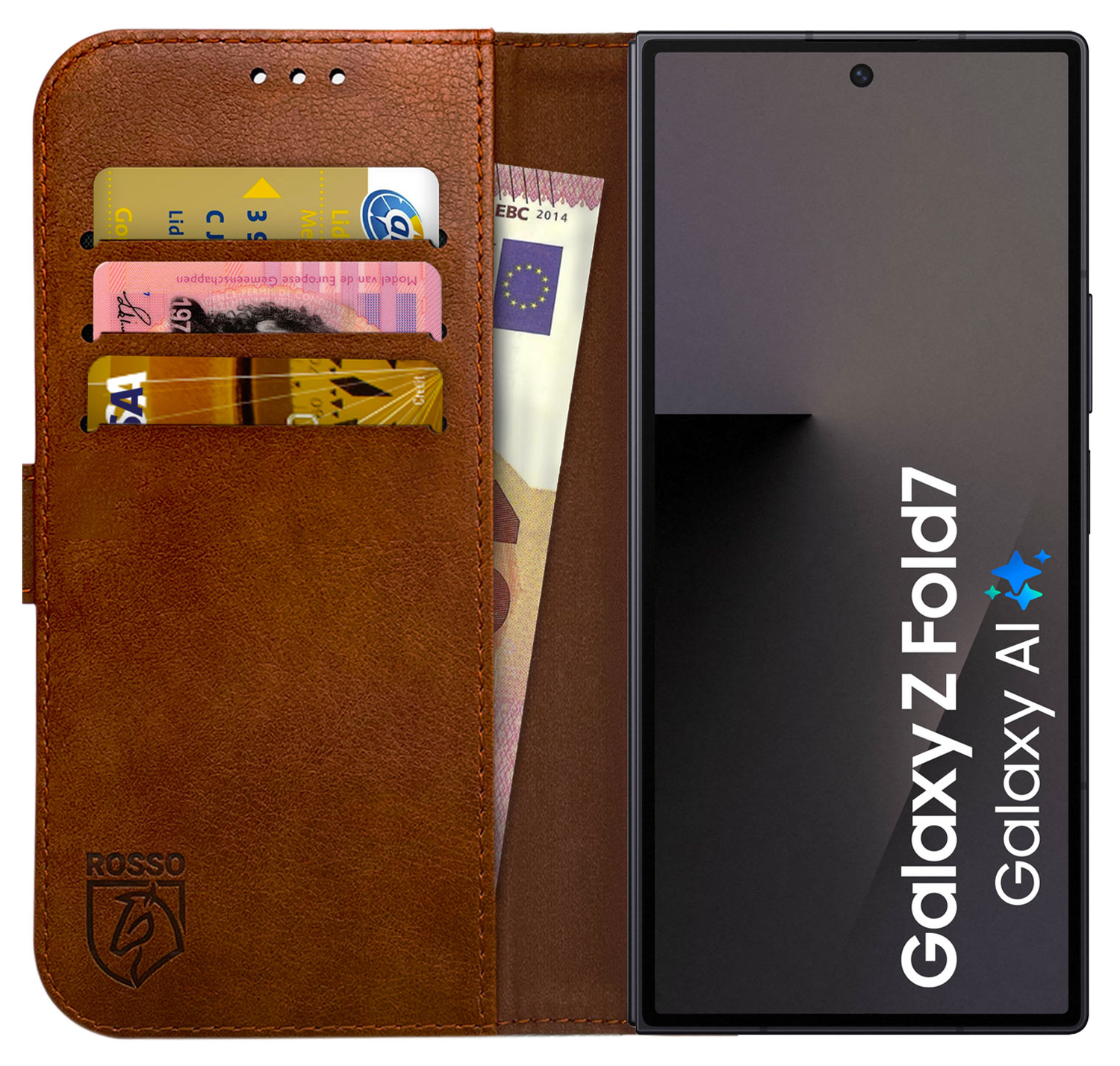 Rosso Element Samsung Galaxy Z Fold 7 Hoesje Book Case Wallet Bruin afbeelding 1