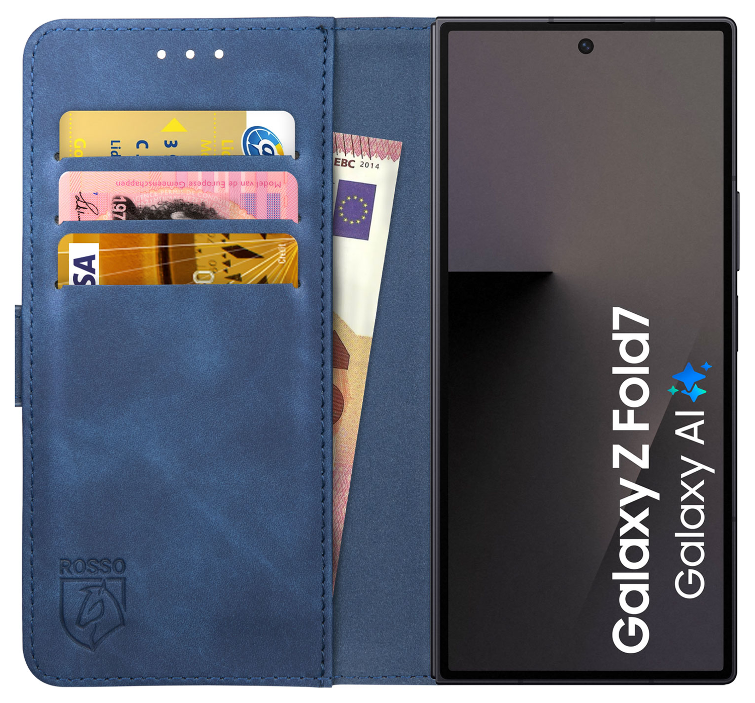 Rosso Element Samsung Galaxy Z Fold 7 Hoesje Book Case Wallet Blauw afbeelding 1
