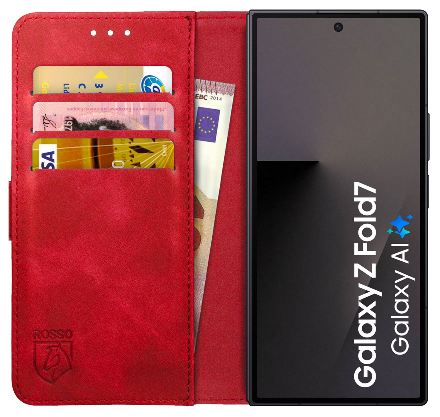 Rosso Element Samsung Galaxy Z Fold 7 Hoesje Book Case Wallet Rood afbeelding 1