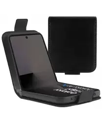 Rosso Deluxe Samsung Galaxy Z Flip 7 Hoesje Echt Leer Book Case Zwart afbeelding