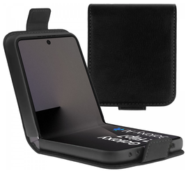 Rosso Deluxe Samsung Galaxy Z Flip 7 Hoesje Echt Leer Book Case Zwart afbeelding