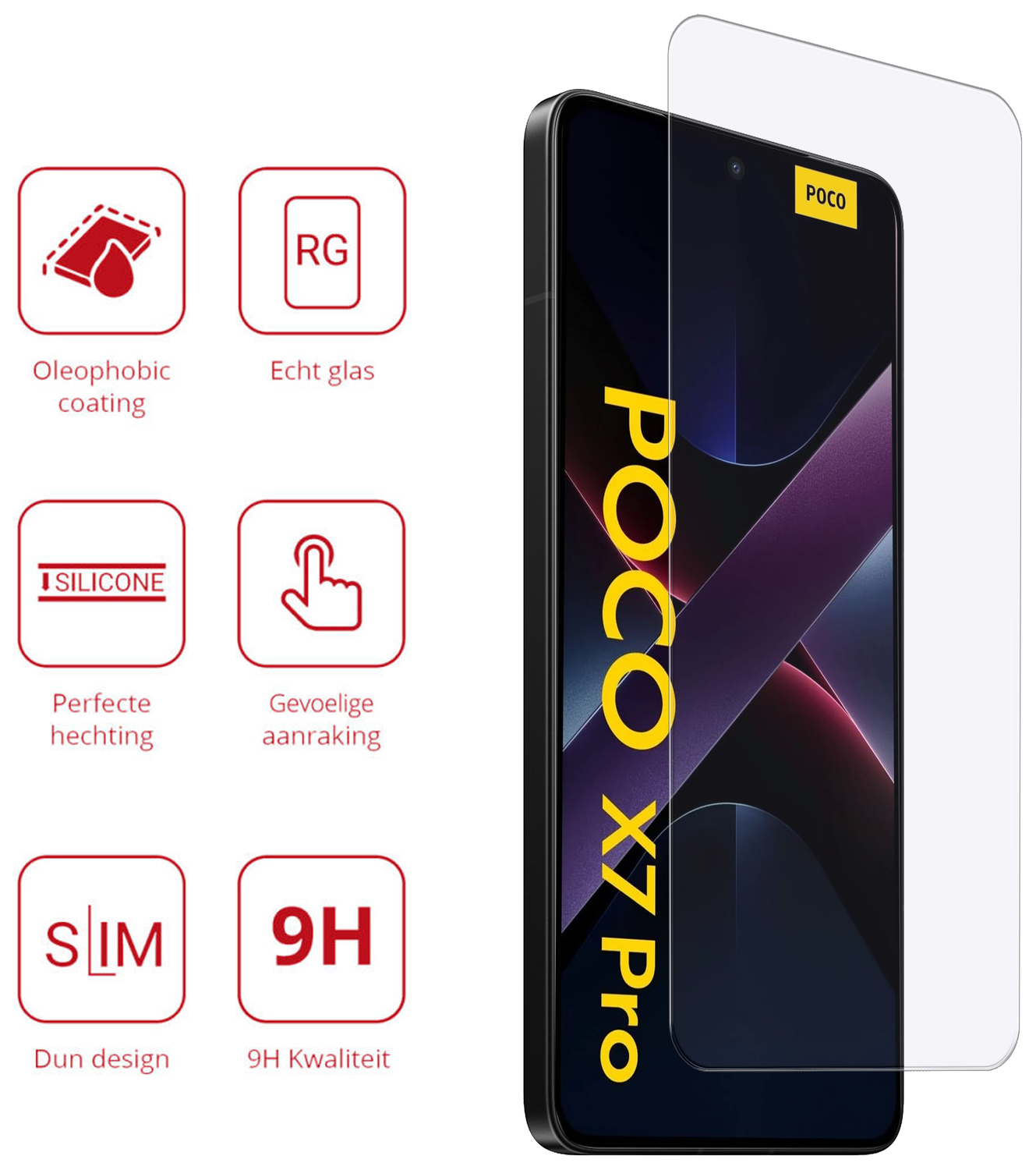 Rosso Xiaomi Poco X7 Pro 9H Tempered Glass Screen Protector afbeelding 2