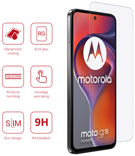 Rosso Motorola Moto G15 / G15 Power 9H Tempered Glass Screen Protector afbeelding 2