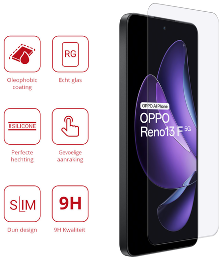 Rosso Oppo Reno 13 F 9H Tempered Glass Screen Protector afbeelding 2
