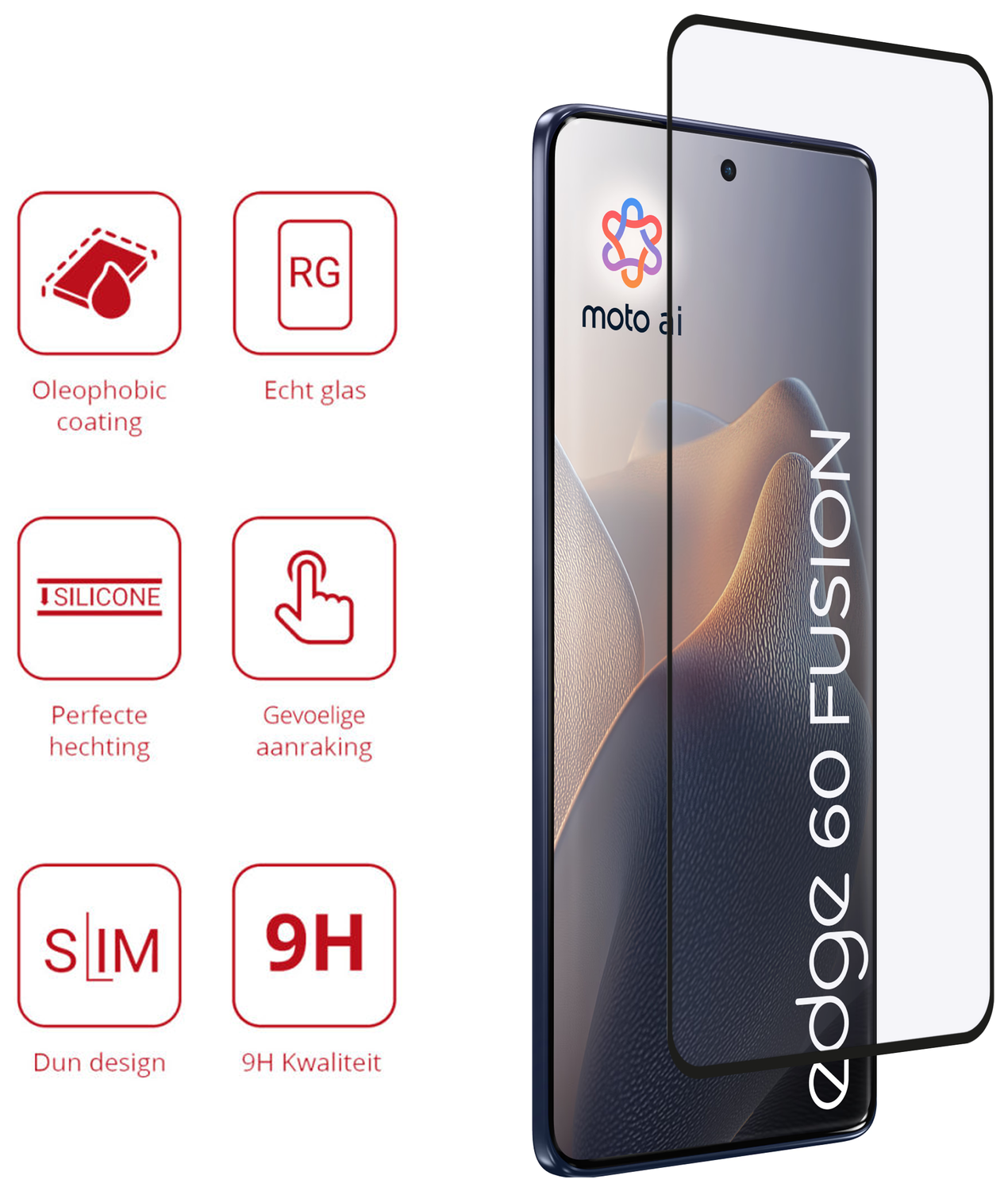 Rosso Motorola Edge 60 Fusion 9H Tempered Glass Screen Protector afbeelding 2