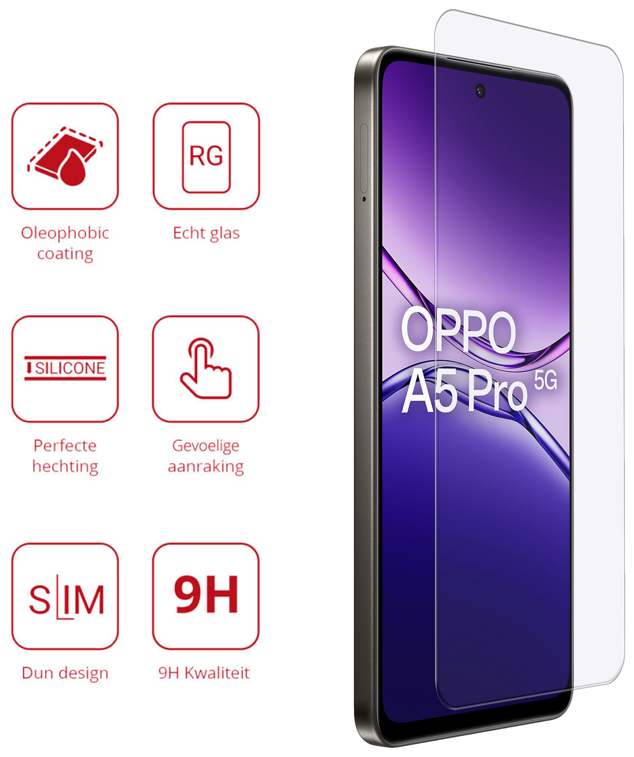 Rosso Oppo A5 Pro 9H Tempered Glass Screen Protector afbeelding 2
