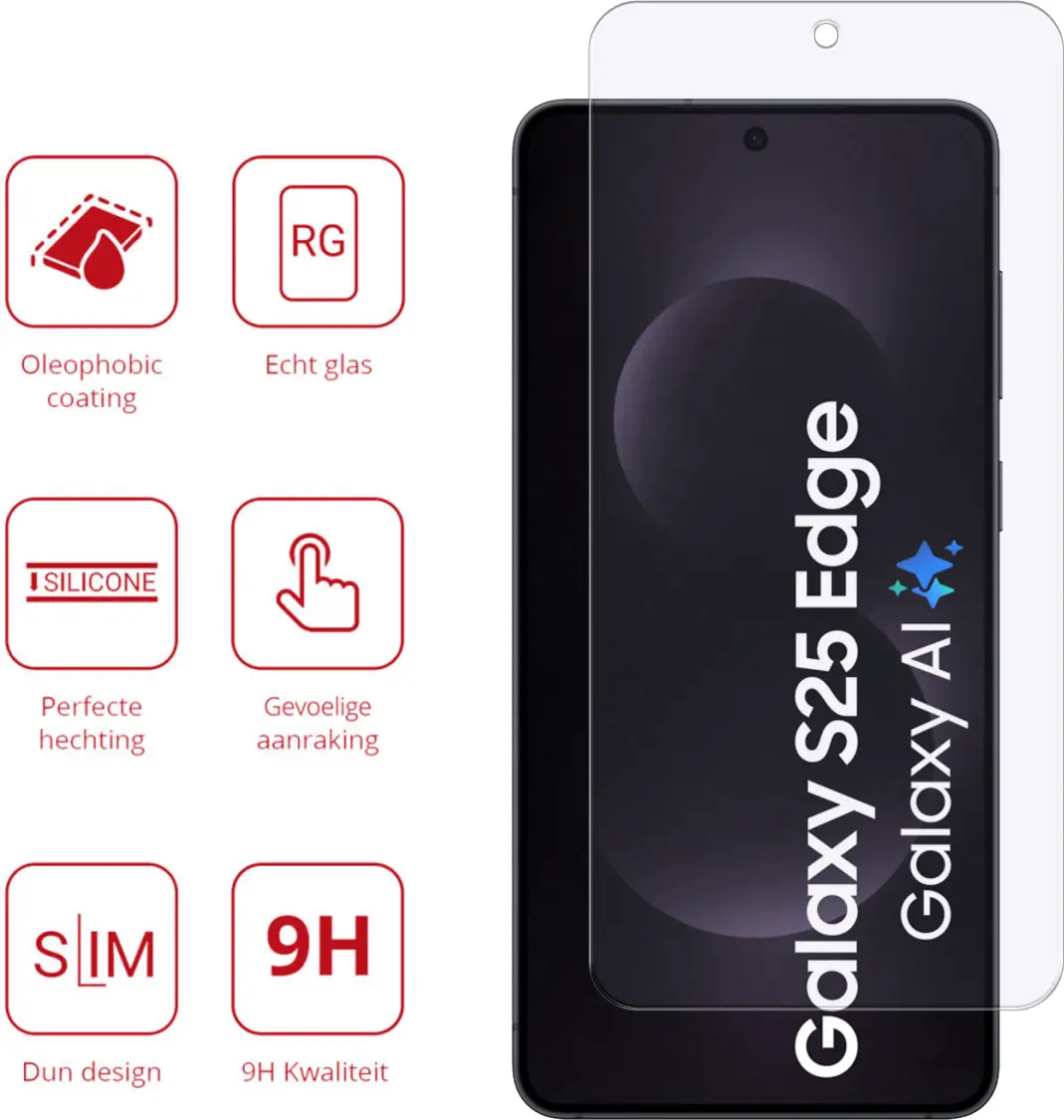 Rosso Samsung Galaxy S25 Edge 9H Tempered Glass Screen Protector afbeelding 2