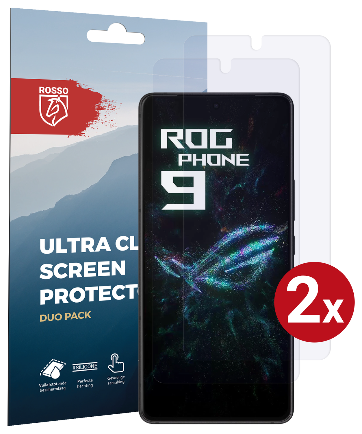 Rosso Asus ROG Phone 9 / 9 Pro Screen Protector Case Friendly Folie Duo Pack afbeelding 1
