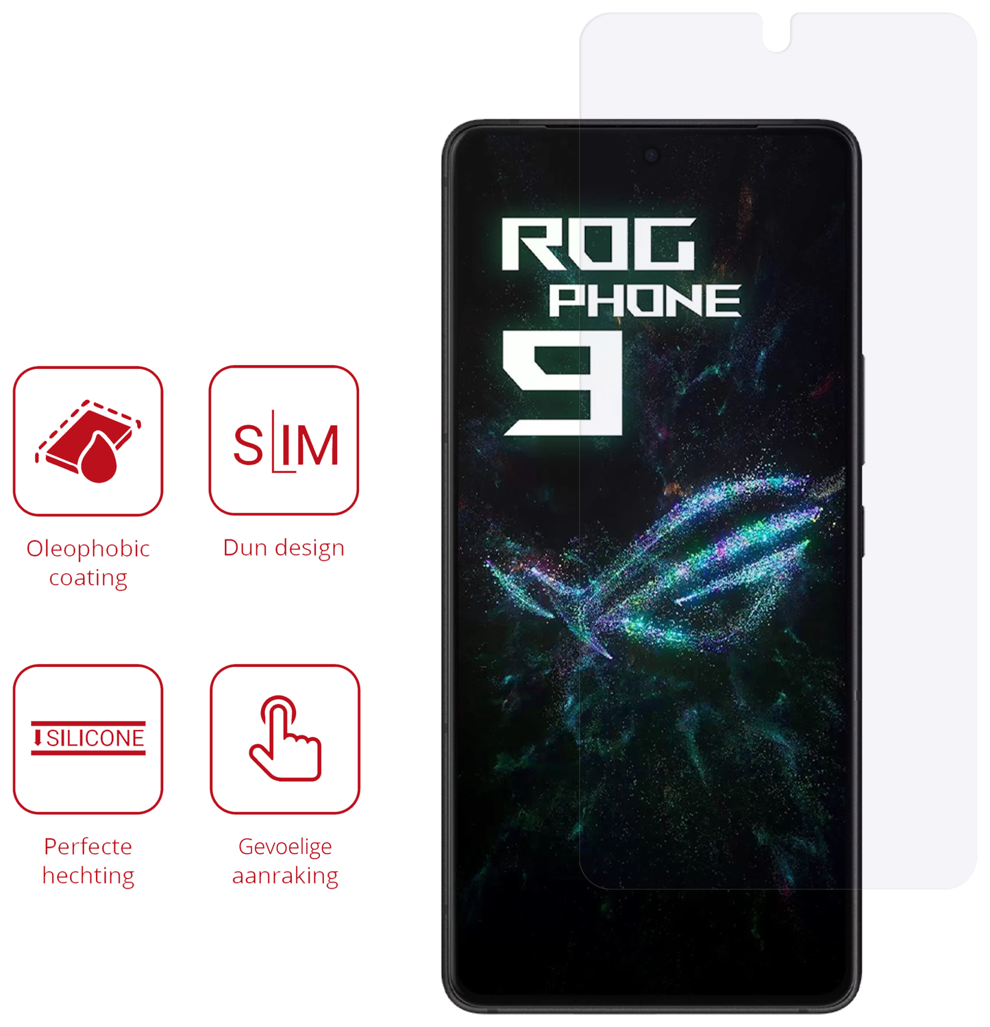 Rosso Asus ROG Phone 9 / 9 Pro Screen Protector Case Friendly Folie Duo Pack afbeelding 2
