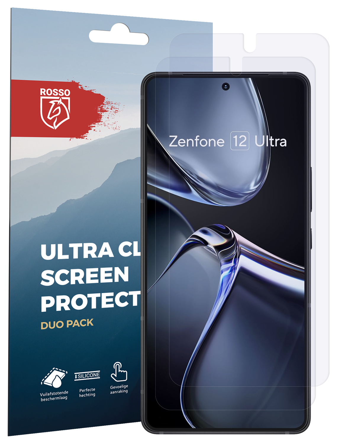 Rosso Asus Zenfone 12 Ultra Screen Protector Case Friendly Folie Duo Pack afbeelding 8