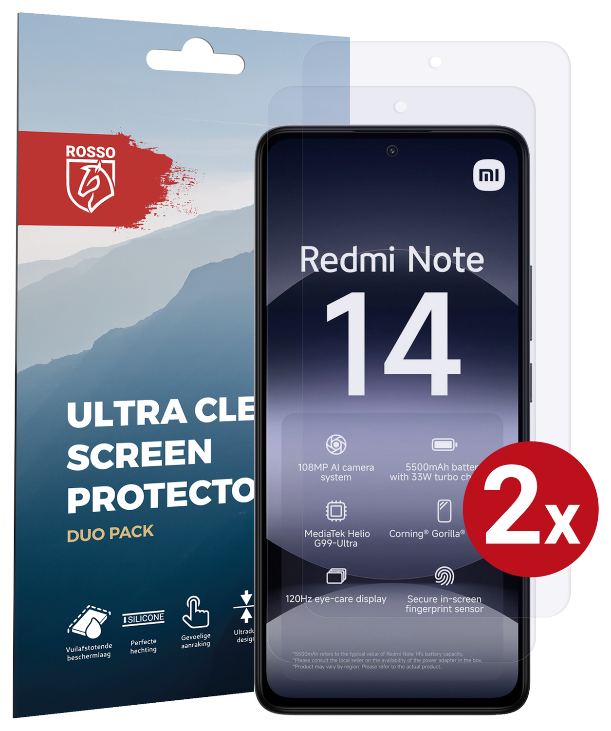 Rosso Xiaomi Redmi Note 14 5G Screen Protector Case Friendly Folie Duo Pack afbeelding 1