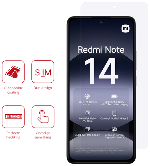 Rosso Xiaomi Redmi Note 14 5G Screen Protector Case Friendly Folie Duo Pack afbeelding 2