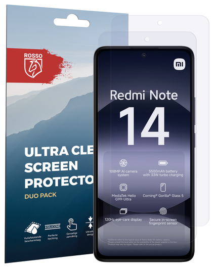 Rosso Xiaomi Redmi Note 14 5G Screen Protector Case Friendly Folie Duo Pack afbeelding 7
