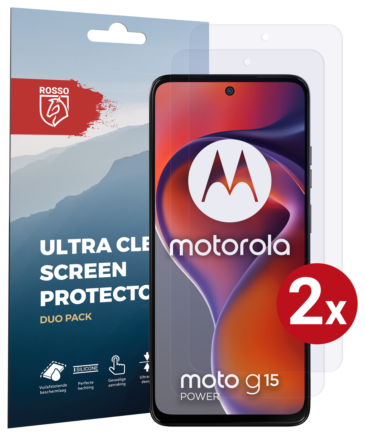 Rosso Motorola Moto G15 / G15 Power Screen Protector Folie Duo Pack afbeelding 1