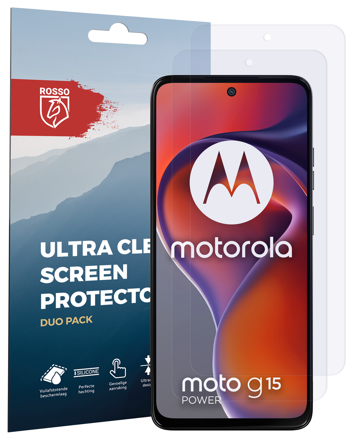 Rosso Motorola Moto G15 / G15 Power Screen Protector Folie Duo Pack afbeelding 8