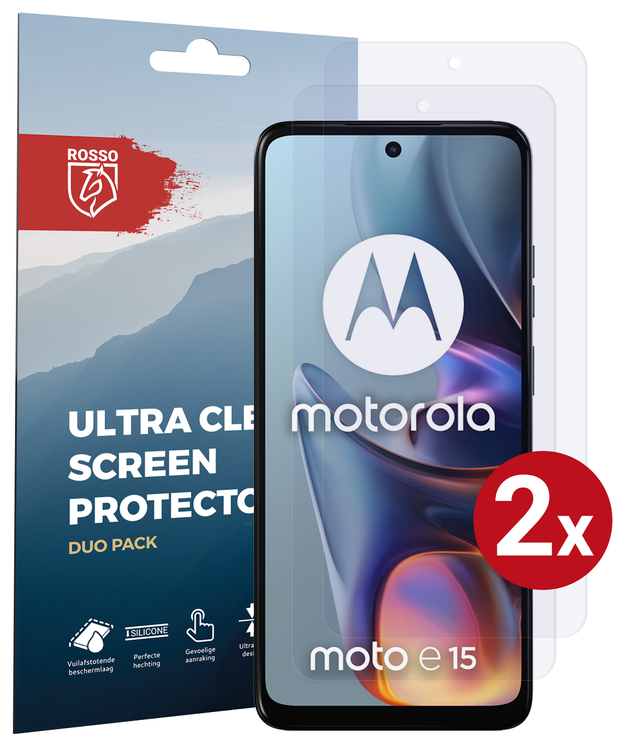 Rosso Motorola Moto E15 Screen Protector Case Friendly Folie Duo Pack afbeelding 1