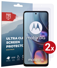 Rosso Motorola Moto E15 Screen Protector Case Friendly Folie Duo Pack