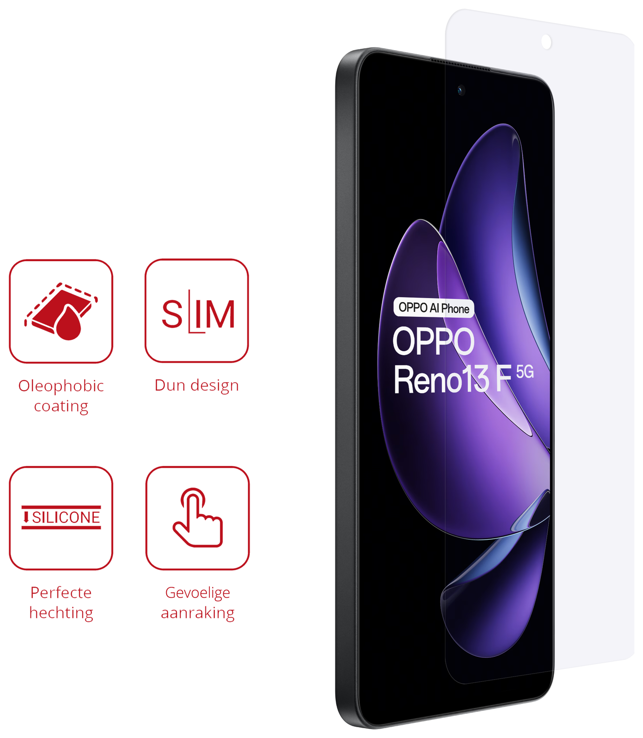 Rosso Oppo Reno 13 F Screen Protector Case Friendly Folie Duo Pack afbeelding 2