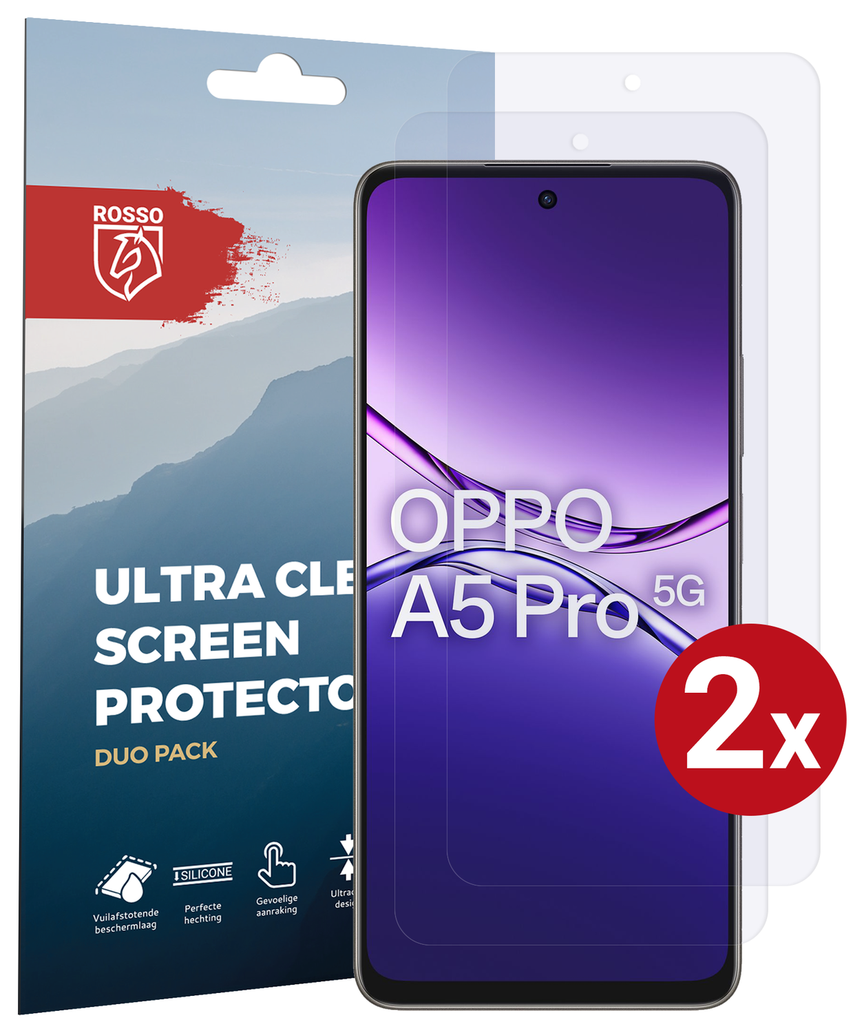 Rosso Oppo A5 Pro Screen Protector Case Friendly Folie Duo Pack afbeelding 1