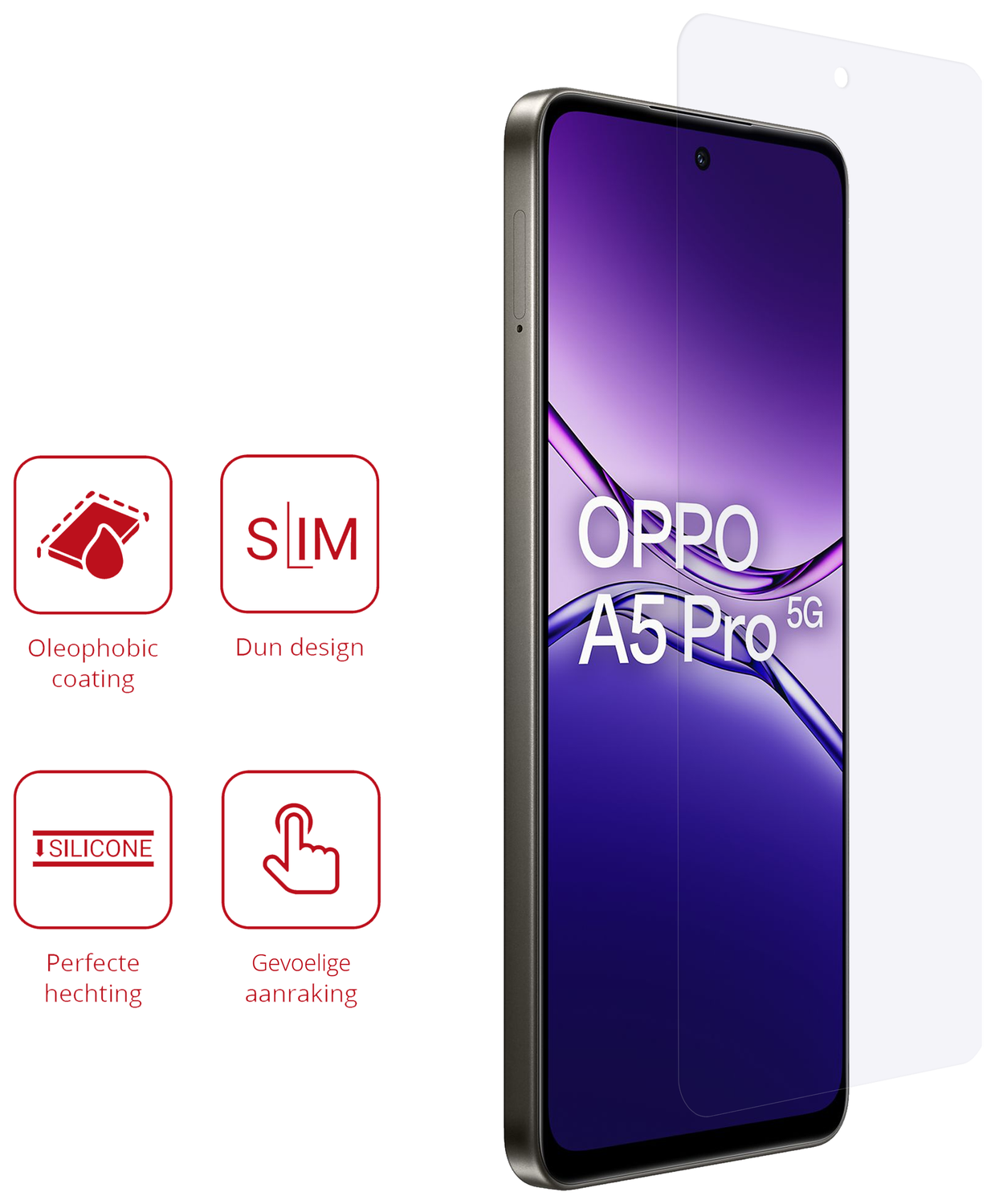 Rosso Oppo A5 Pro Screen Protector Case Friendly Folie Duo Pack afbeelding 2