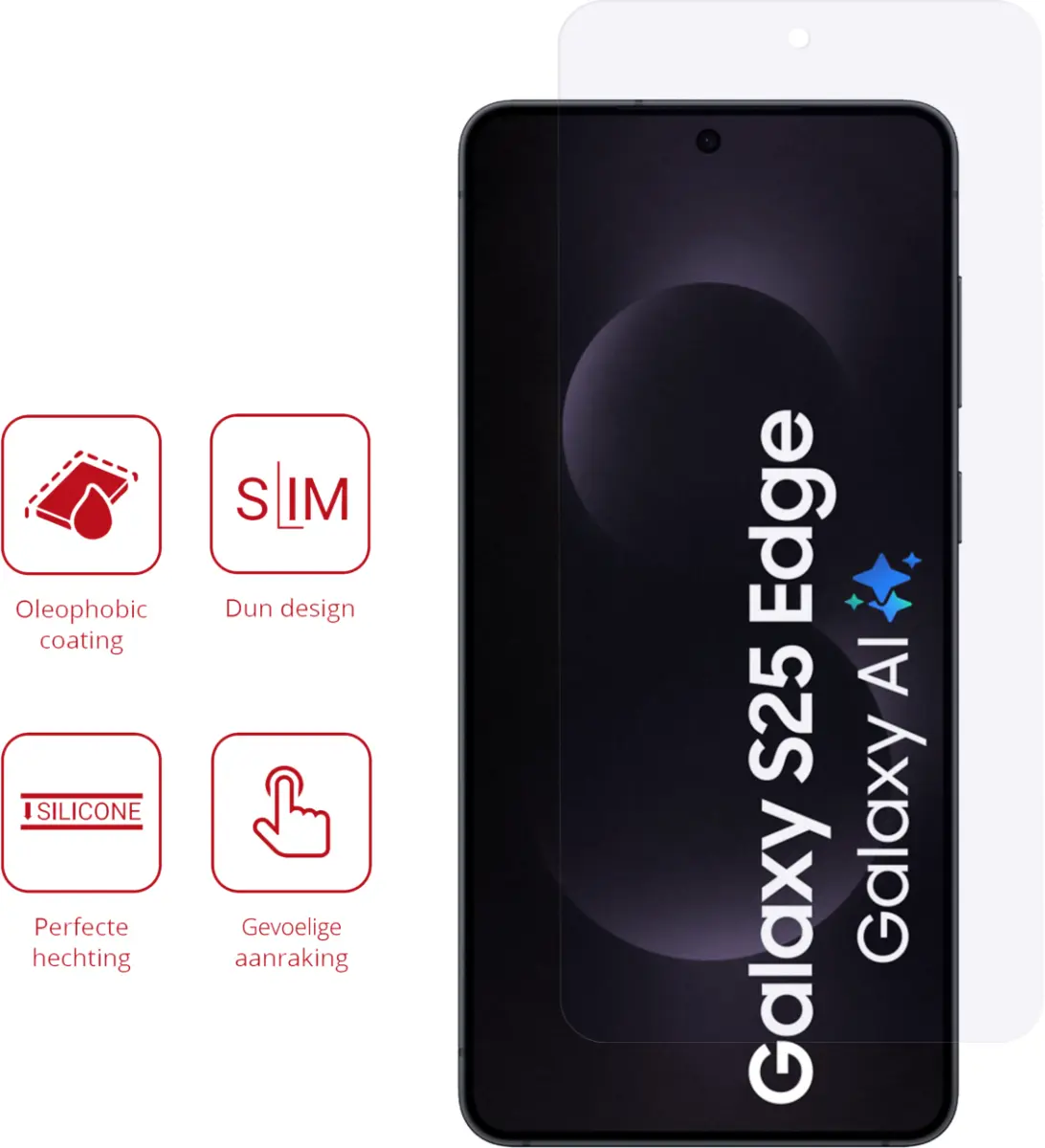 Rosso Samsung Galaxy S25 Edge Screen Protector Case Friendly Folie Duo Pack afbeelding 2