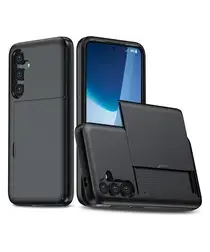 Samsung Galaxy A16 Hoesje met Slider Kaarthouder Back Cover Zwart afbeelding