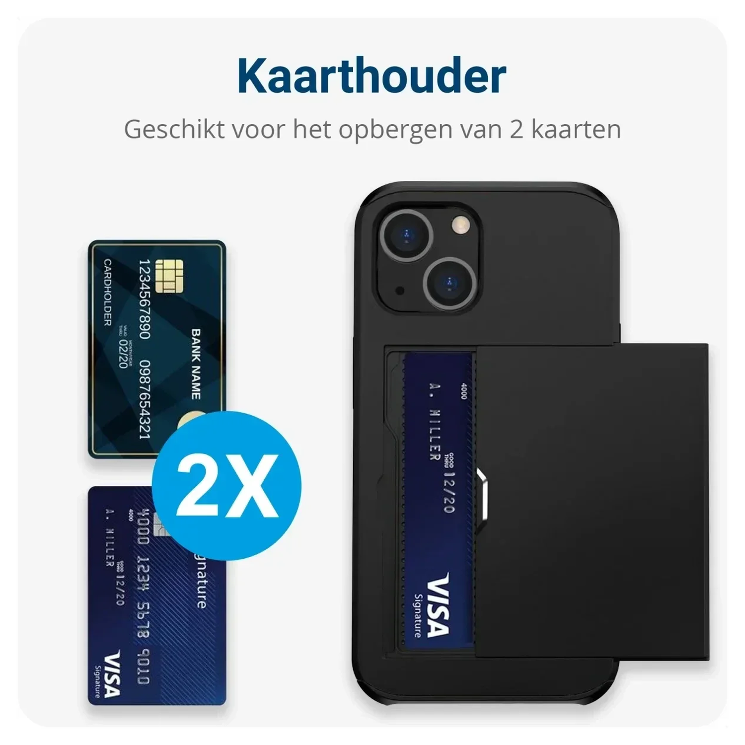 Samsung Galaxy A16 Hoesje met Slider Kaarthouder Back Cover Zwart afbeelding 2