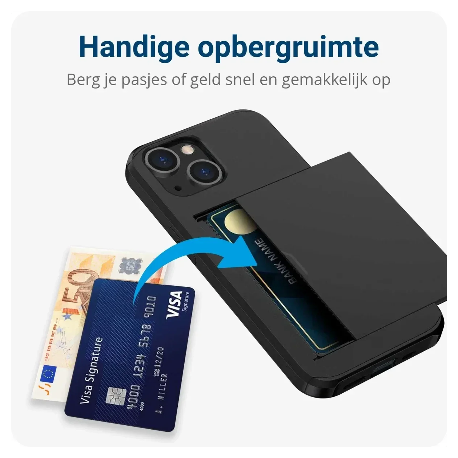 Samsung Galaxy A16 Hoesje met Slider Kaarthouder Back Cover Zwart afbeelding 6