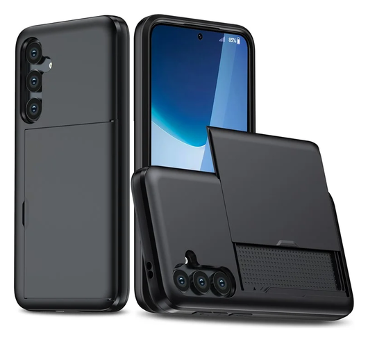 Samsung Galaxy A16 Hoesje met Slider Kaarthouder Back Cover Zwart afbeelding 1