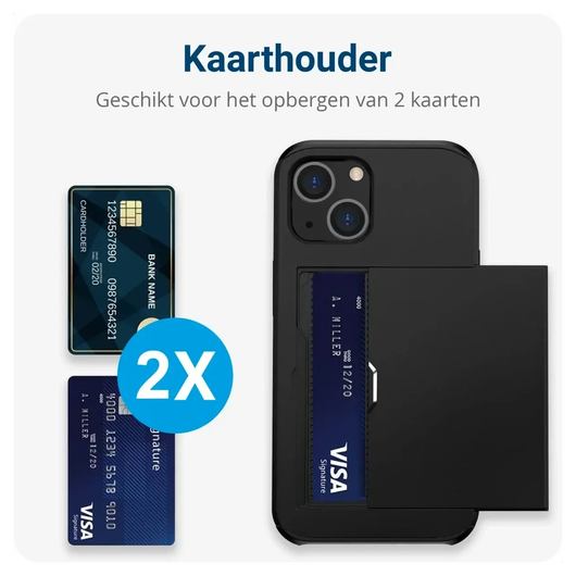 Samsung Galaxy A16 Hoesje met Slider Kaarthouder Back Cover Zwart afbeelding 2