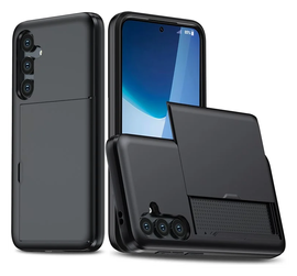 Samsung Galaxy A16 Hoesje met Slider Kaarthouder Back Cover Zwart