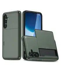 Samsung Galaxy A16 Hoesje met Slider Kaarthouder Back Cover Groen afbeelding